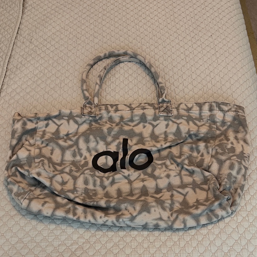 ALO Yoga Tie-Dye Gray & Cream Canvas Tote